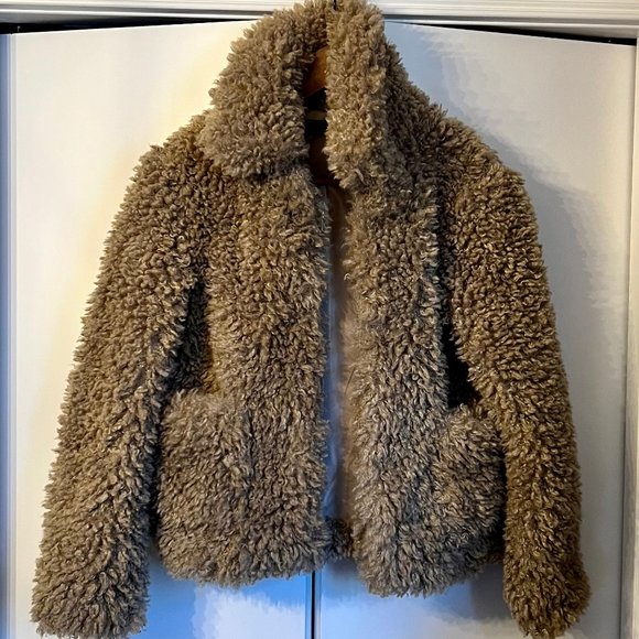 Zara Brown Faux Fur Puffer Jacket - Picture 1 of 2